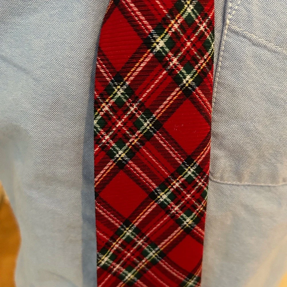 Boys Red Plaid Tie